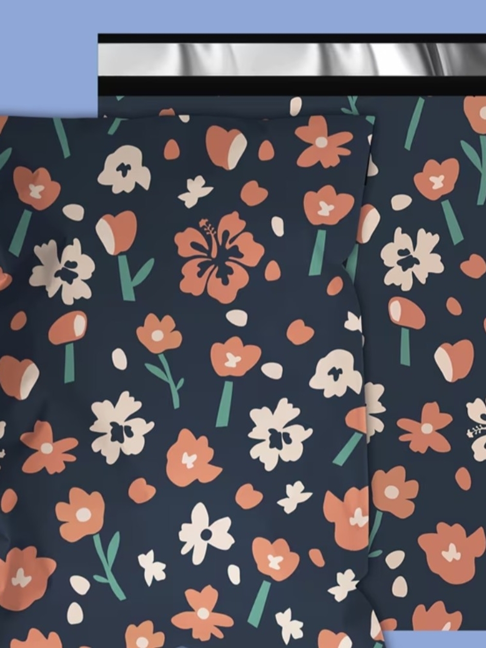100pcs 10×13 inch Poly Mailers - Tulip Printed Shipping Bags, 2.4mil Thickness